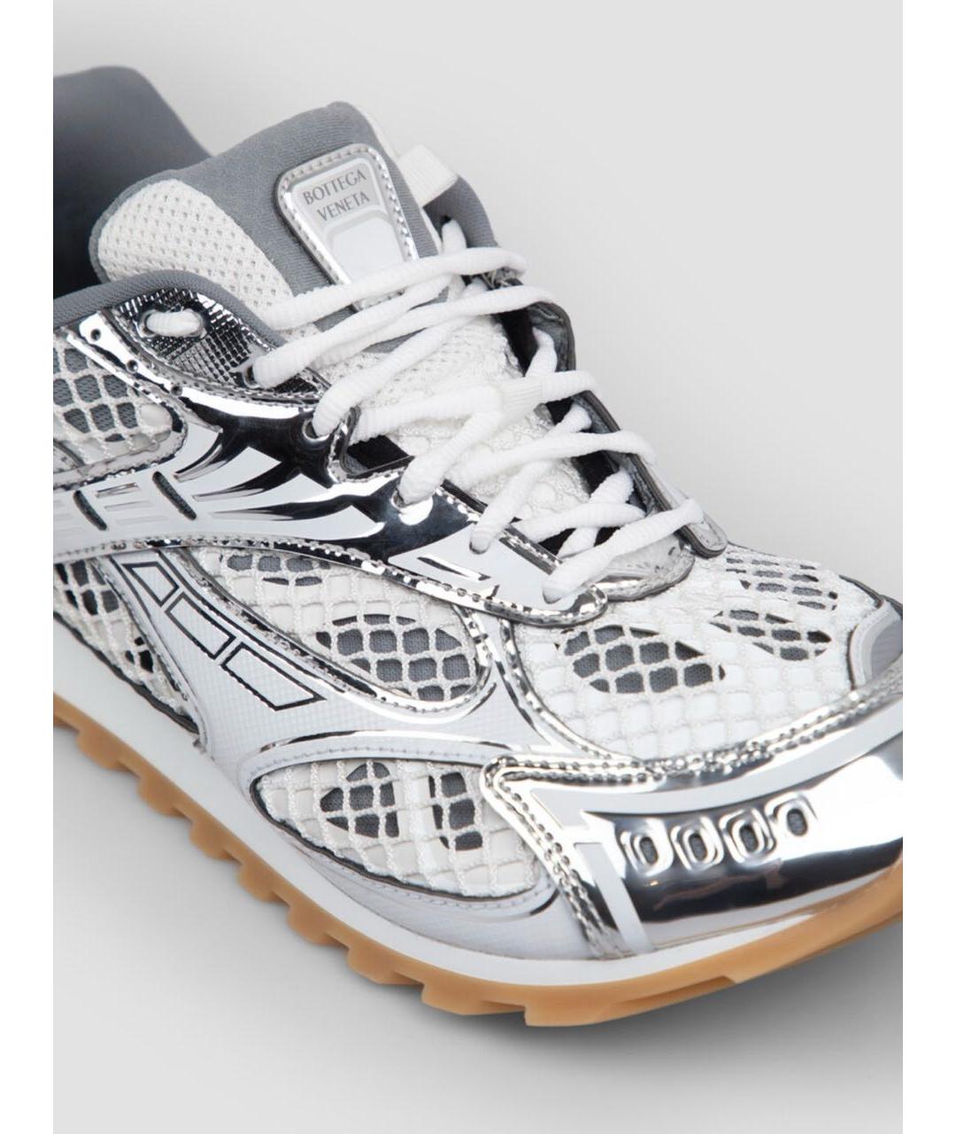 BOTTEGA VENETA Серебряные текстильные низкие кроссовки / кеды, фото 4