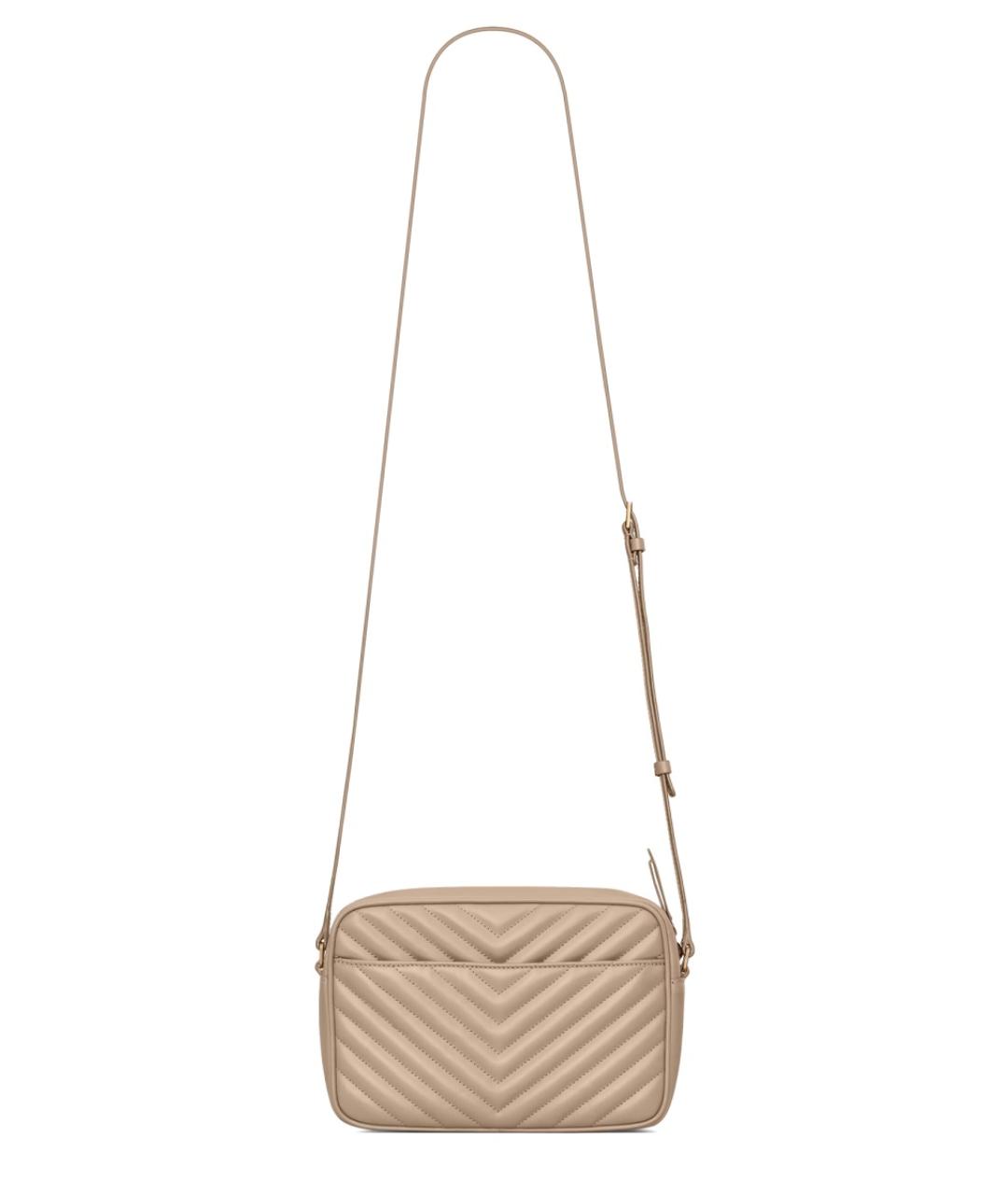 SAINT LAURENT Бежевая кожаная сумка через плечо, фото 3