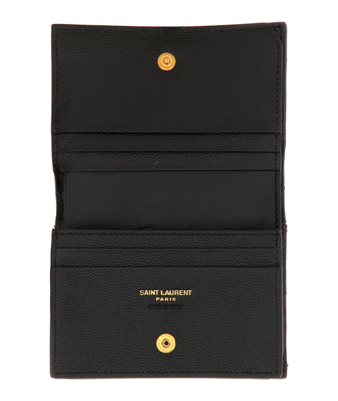 SAINT LAURENT Черный кожаный кошелек, фото 3