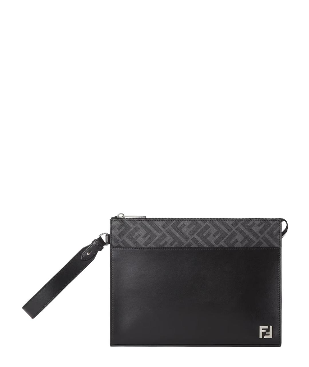 FENDI Черная кожаная барсетка, фото 1