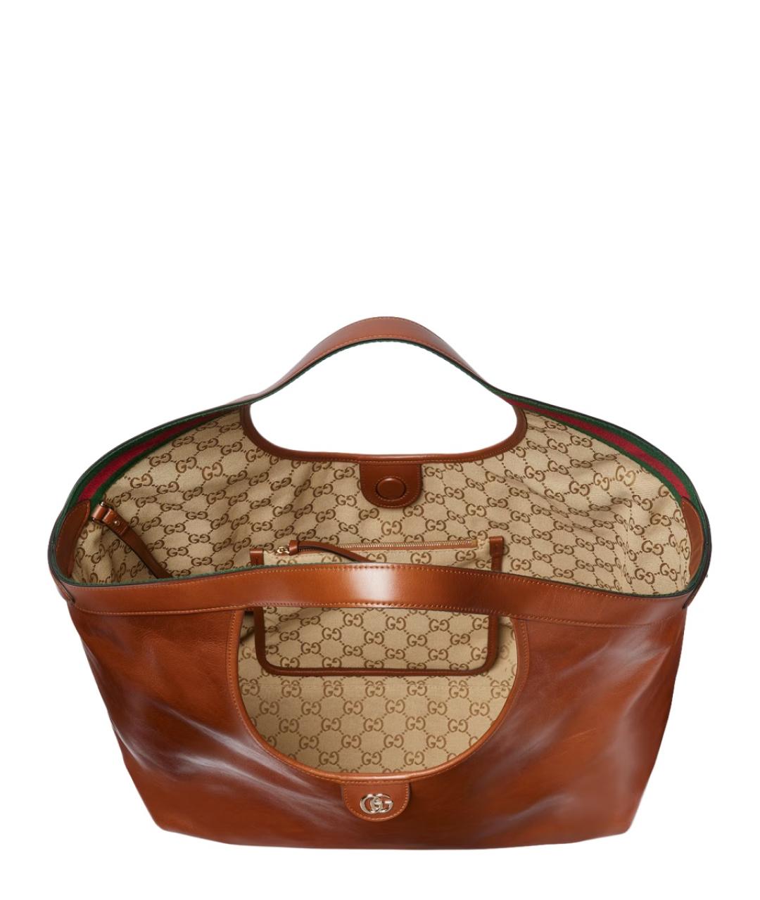 GUCCI Коричневая кожаная сумка с короткими ручками, фото 4