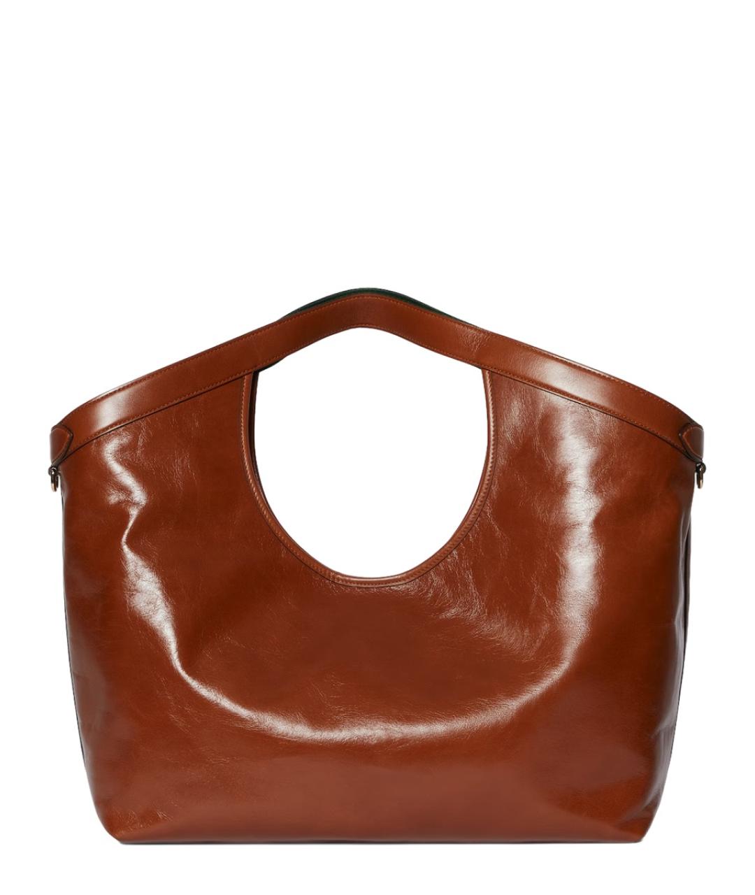 GUCCI Коричневая кожаная сумка с короткими ручками, фото 2