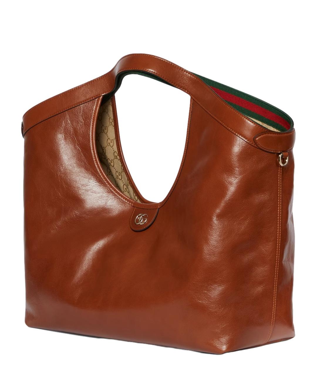 GUCCI Коричневая кожаная сумка с короткими ручками, фото 3