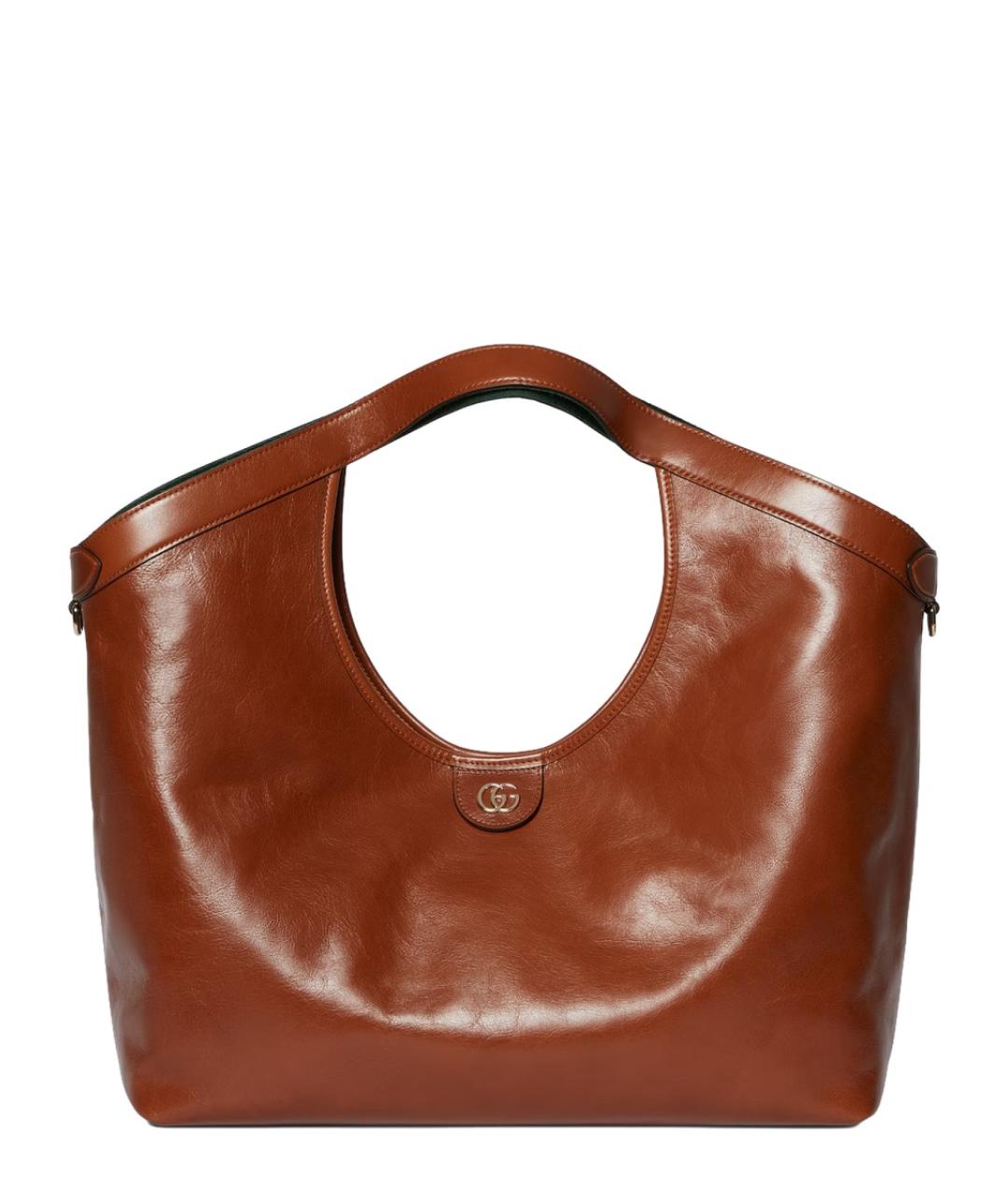 GUCCI Коричневая кожаная сумка с короткими ручками, фото 1