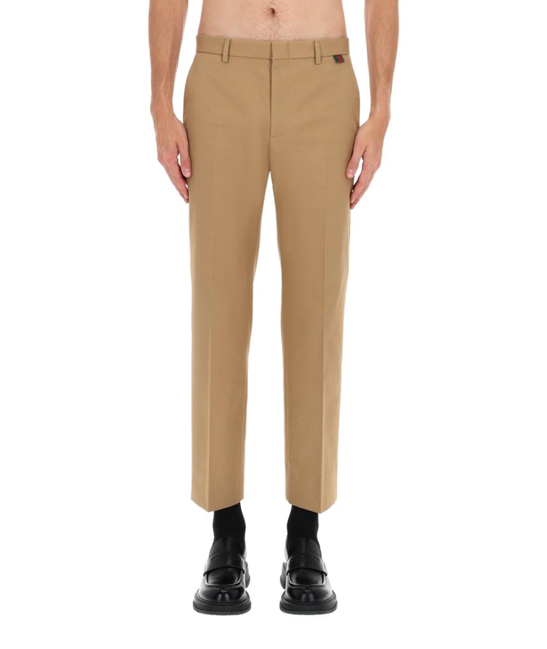 GUCCI Бежевые хлопковые повседневные брюки, фото 4