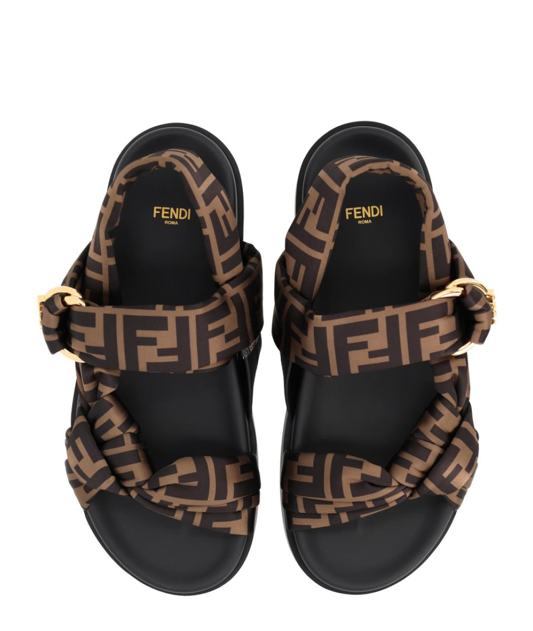 FENDI Коричневые синтетические сандалии, фото 5