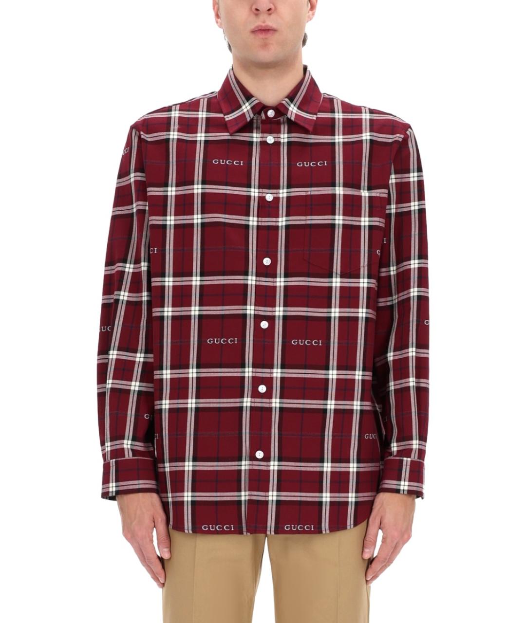GUCCI Бордовая хлопковая кэжуал рубашка, фото 5