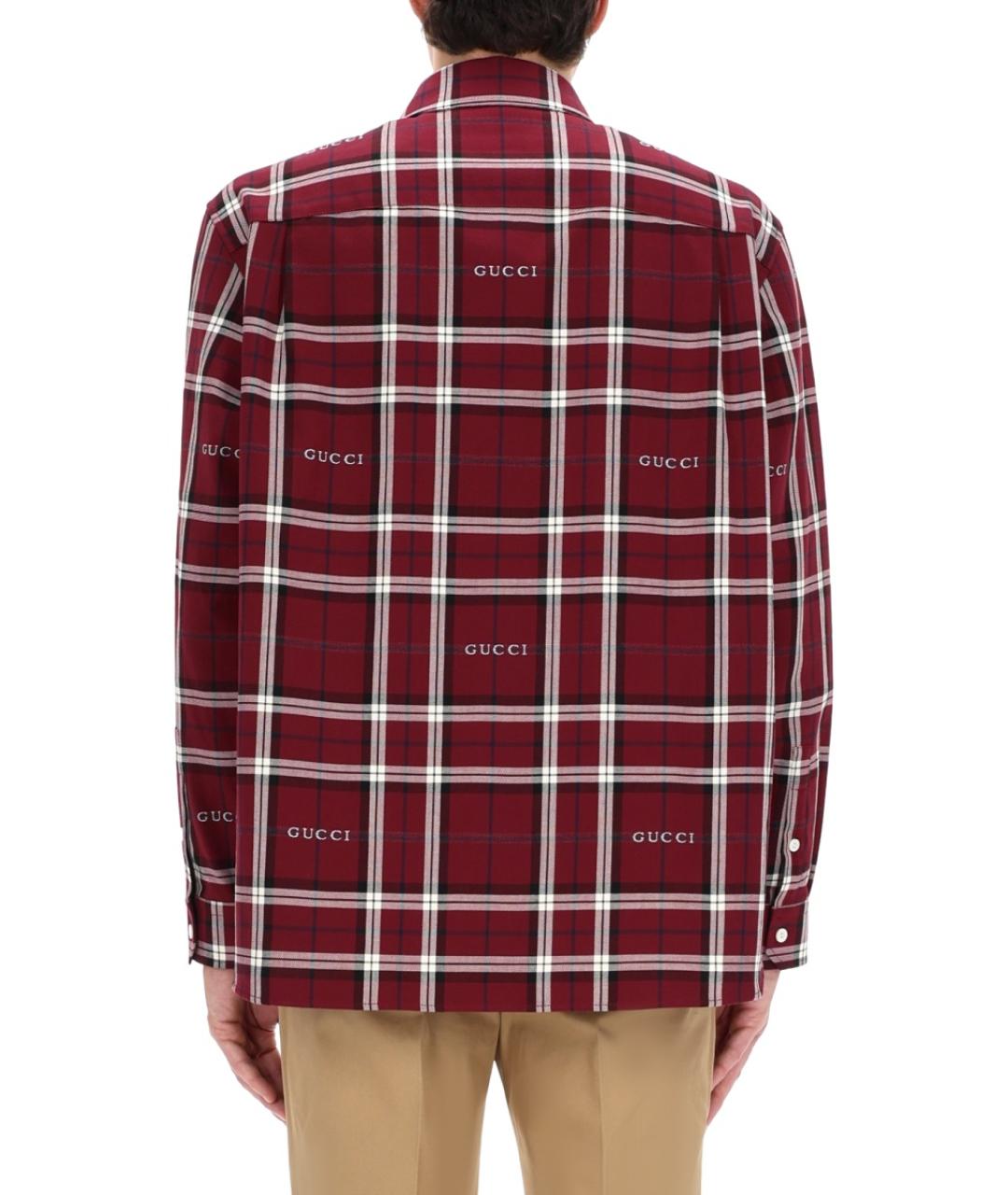 GUCCI Бордовая хлопковая кэжуал рубашка, фото 4