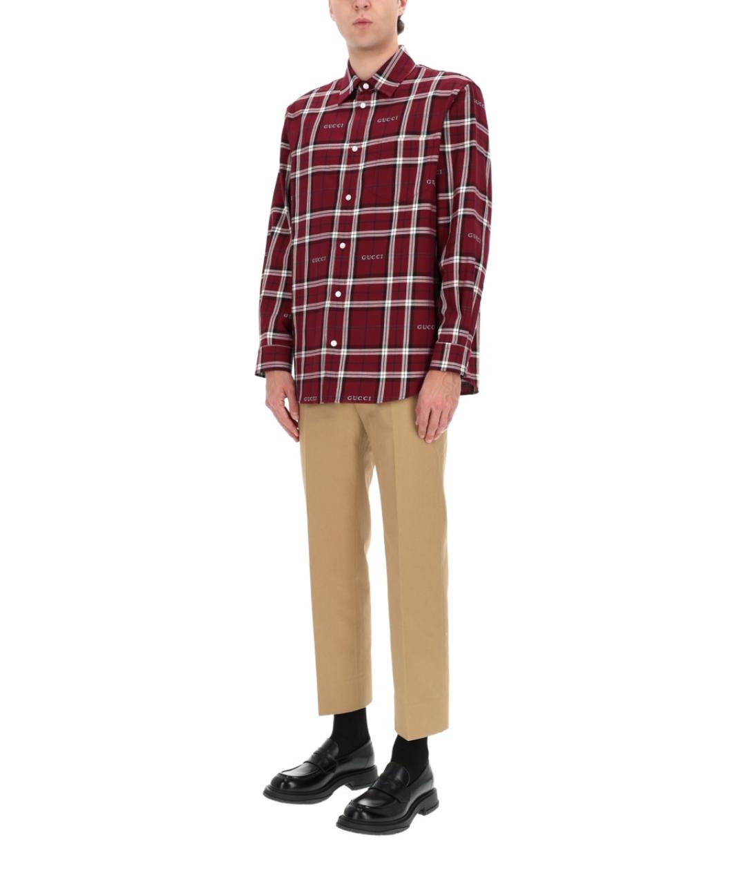 GUCCI Бордовая хлопковая кэжуал рубашка, фото 3