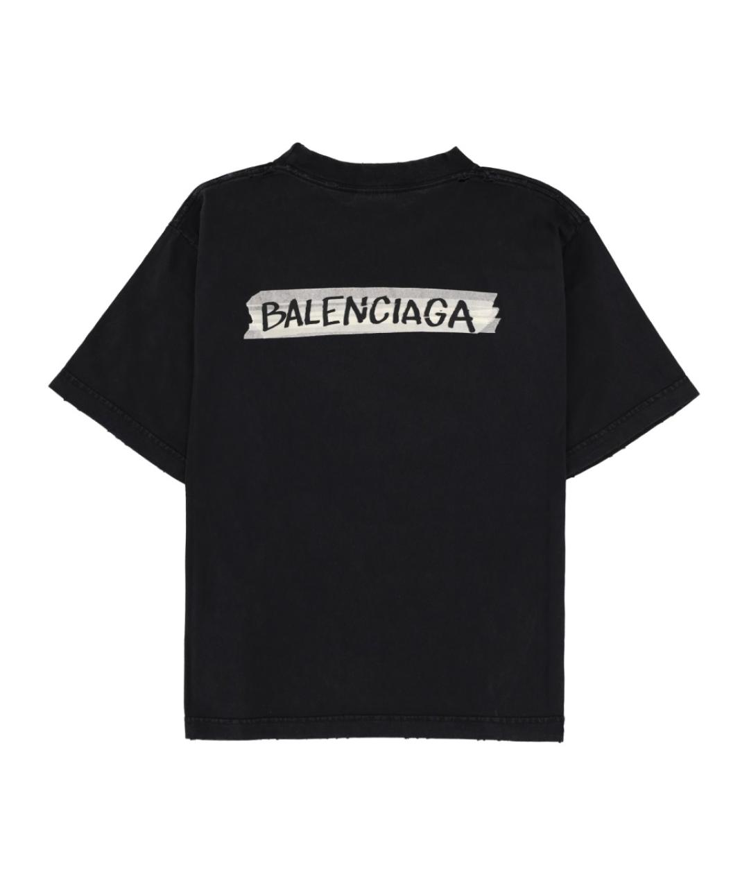 BALENCIAGA Черная хлопковая футболка, фото 2