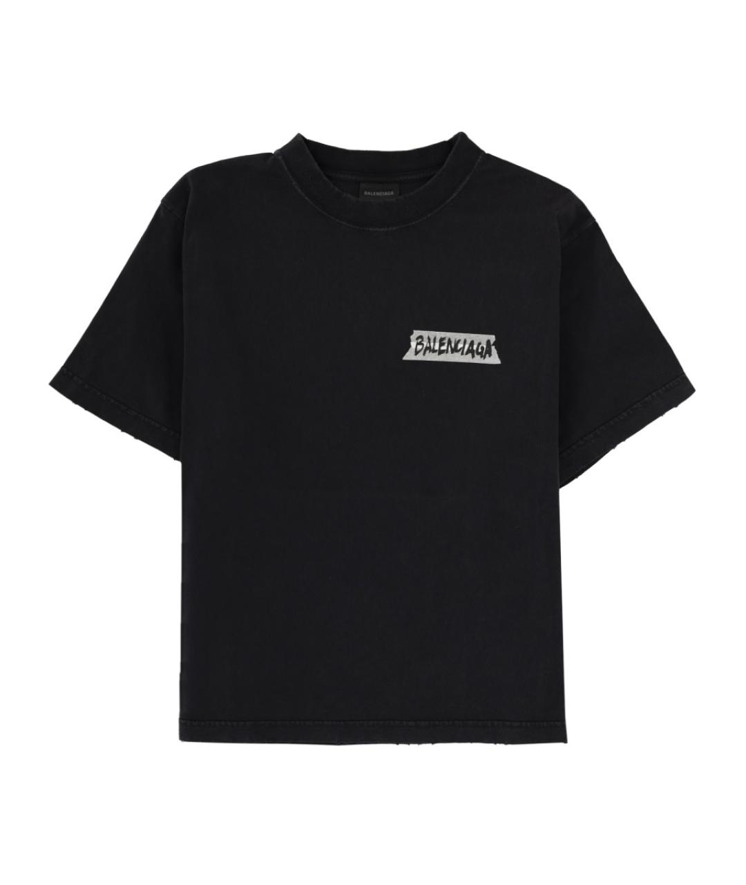 BALENCIAGA Черная хлопковая футболка, фото 1