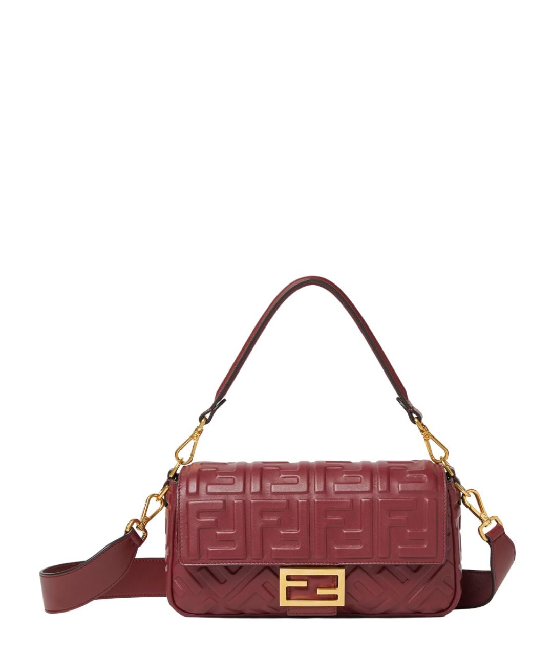 FENDI Бордовая кожаная сумка через плечо, фото 1