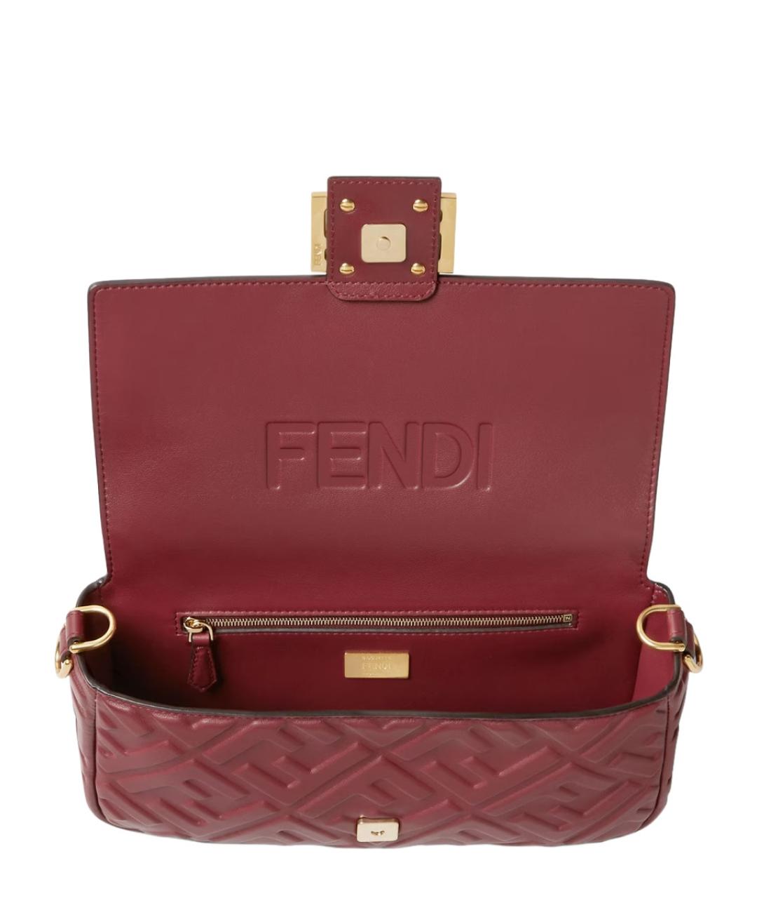 FENDI Бордовая кожаная сумка через плечо, фото 4