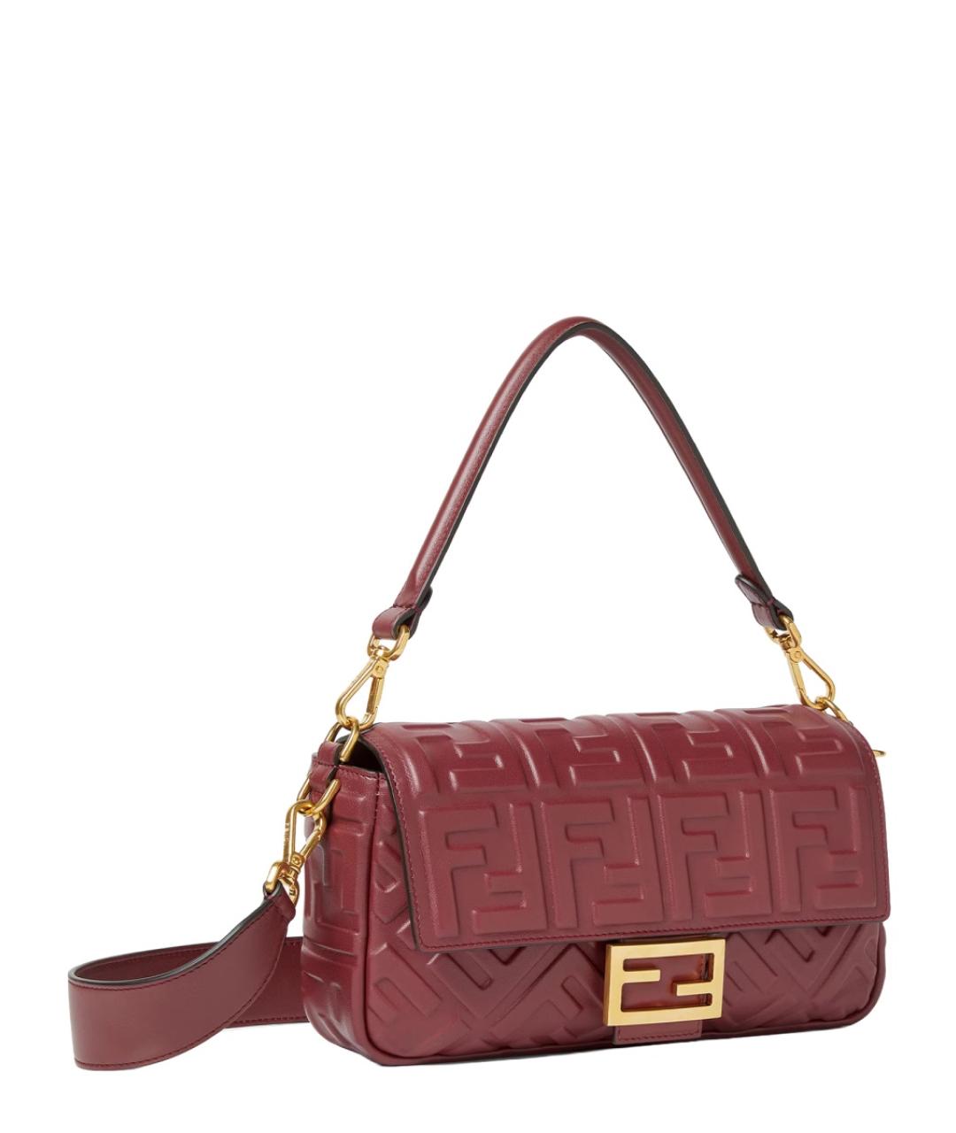 FENDI Бордовая кожаная сумка через плечо, фото 3