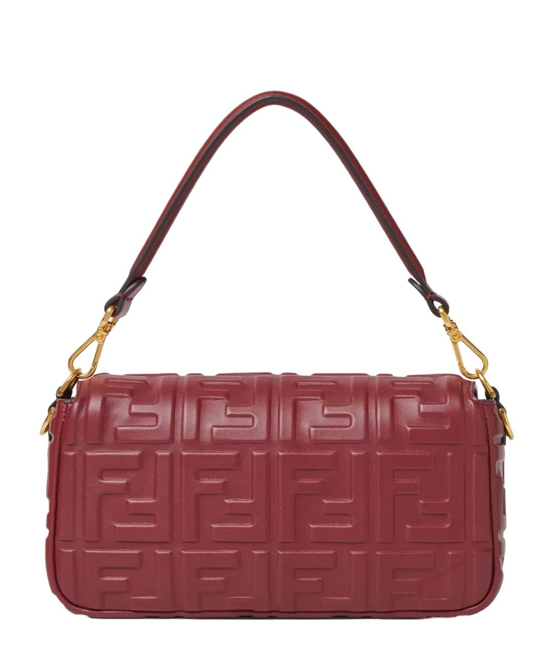 FENDI Бордовая кожаная сумка через плечо, фото 2
