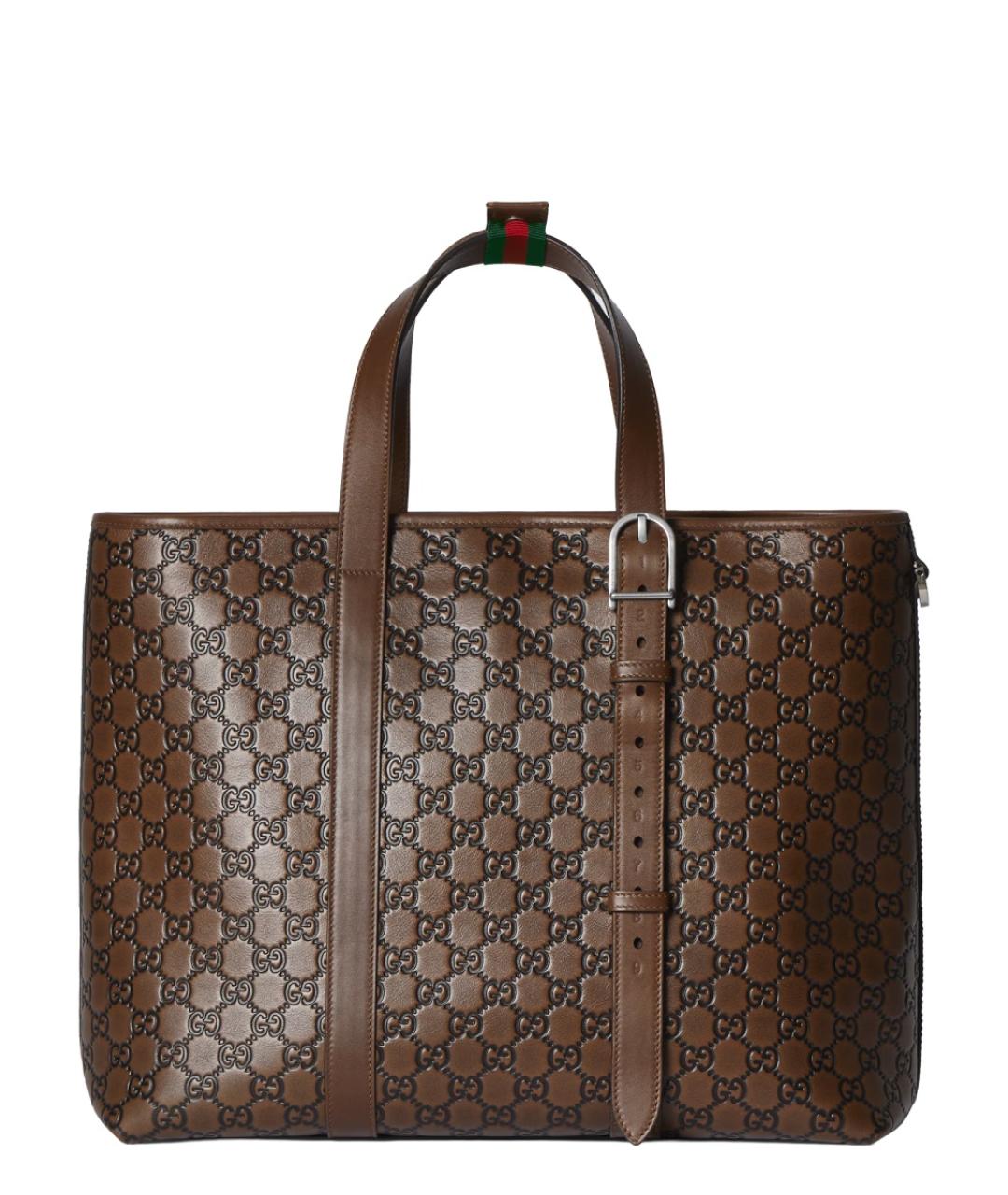 GUCCI Коричневая кожаная сумка тоут, фото 1