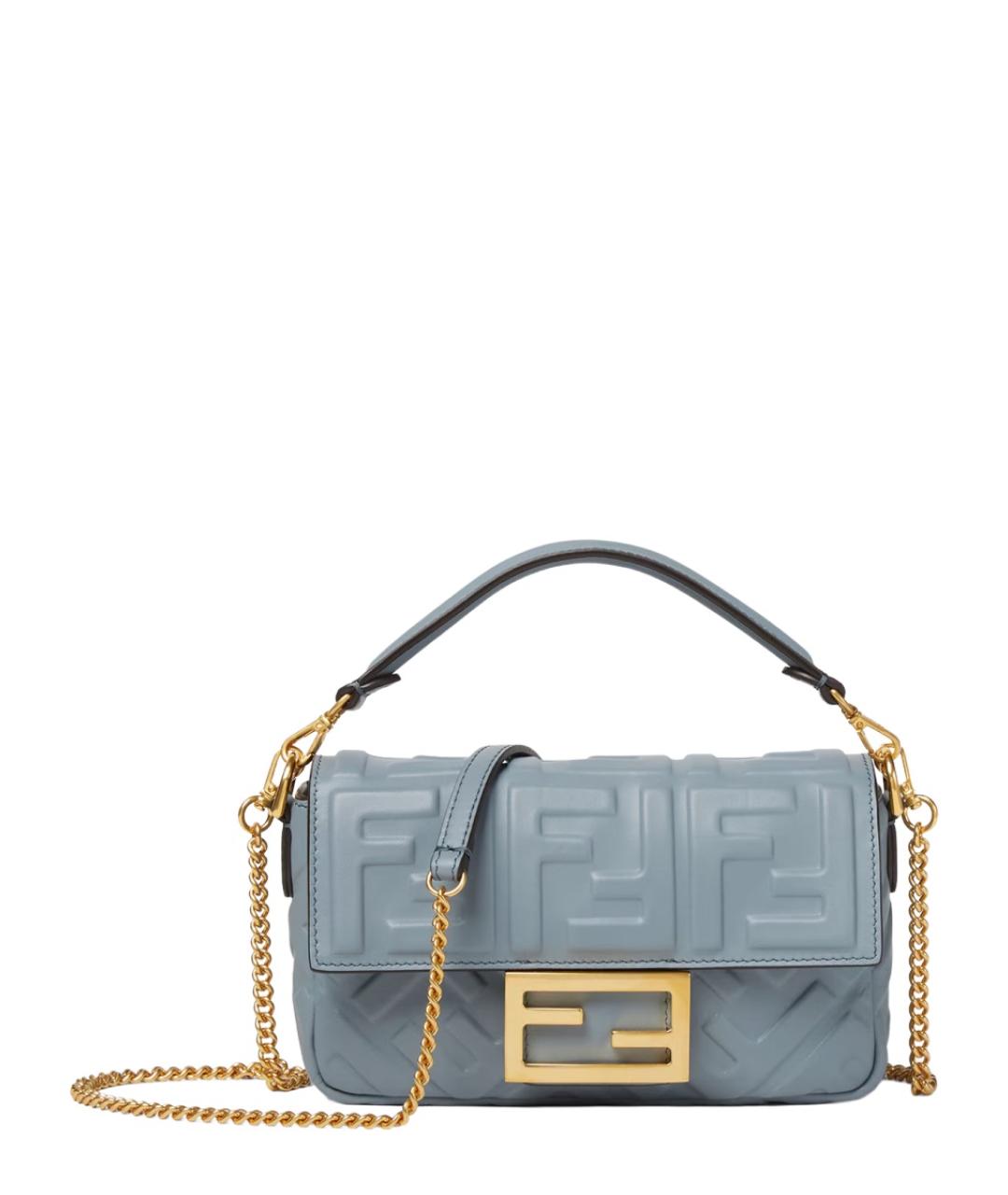 FENDI Голубая кожаная сумка тоут, фото 1