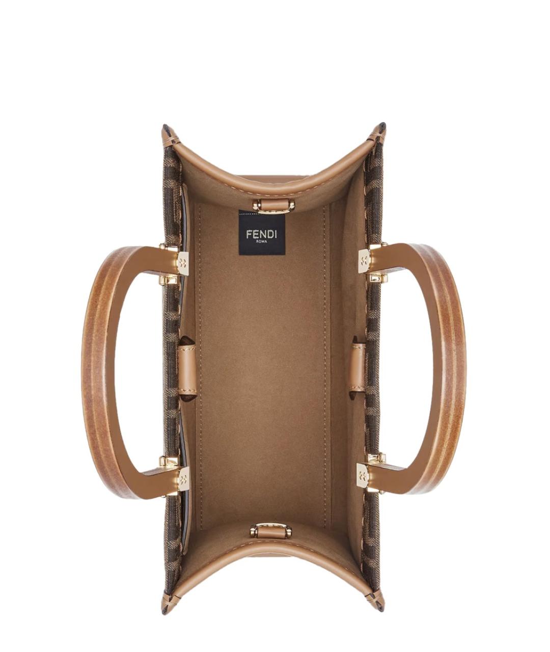 FENDI Коричневая синтетическая сумка тоут, фото 4