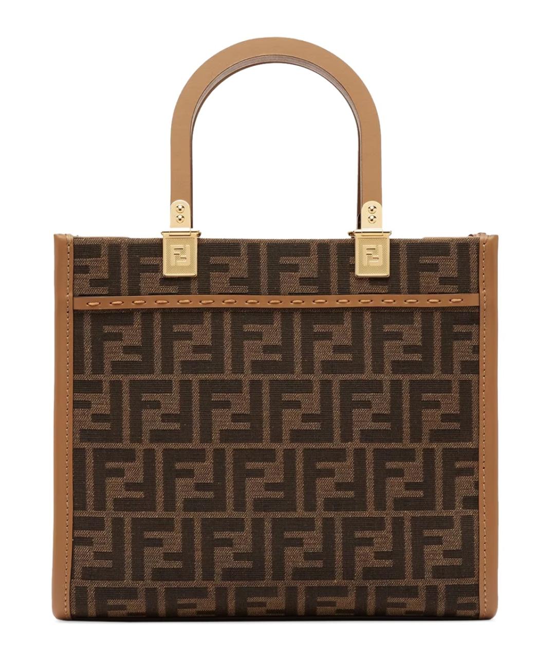 FENDI Коричневая синтетическая сумка тоут, фото 3