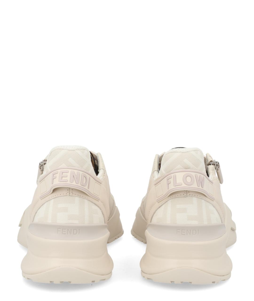 FENDI Белые кожаные низкие кроссовки / кеды, фото 4