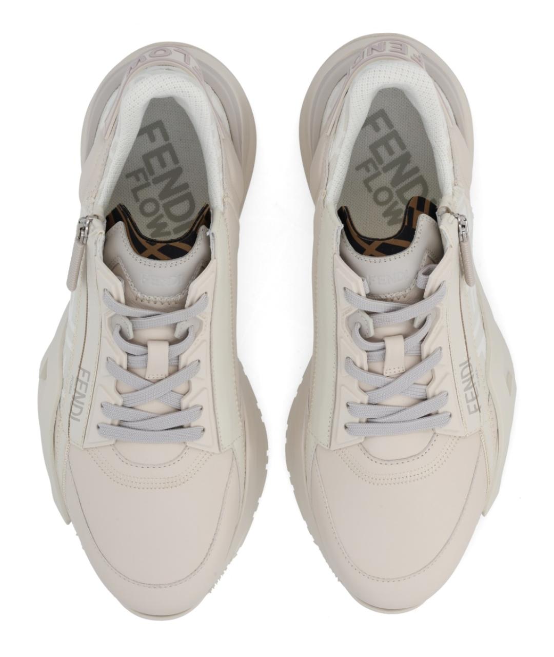 FENDI Белые кожаные низкие кроссовки / кеды, фото 5