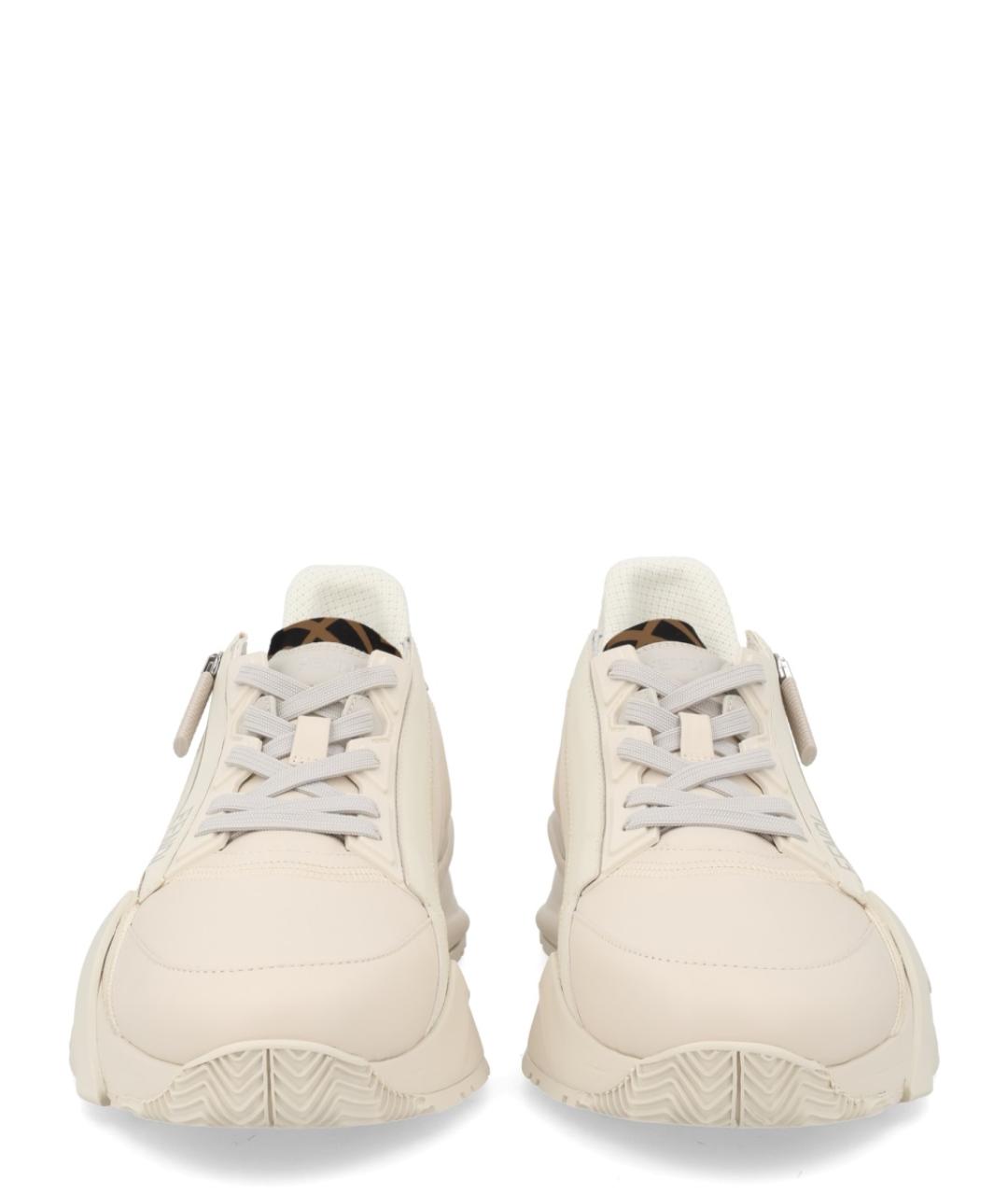 FENDI Белые кожаные низкие кроссовки / кеды, фото 3