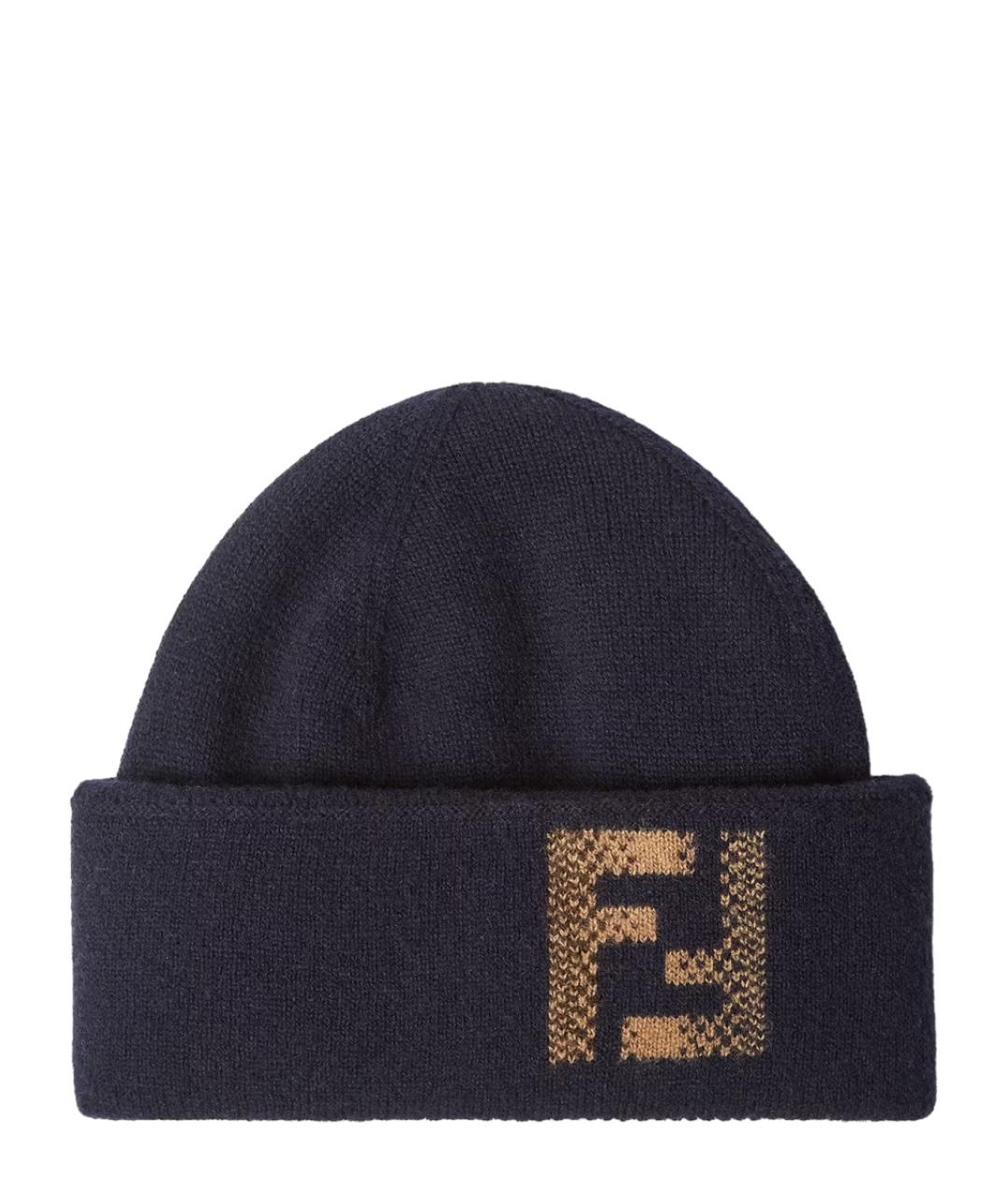 FENDI Синяя шерстяная шапка, фото 1