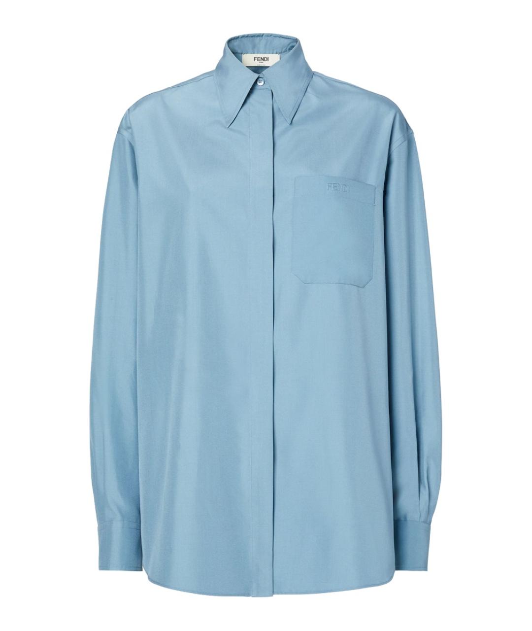 FENDI Голубая шелковая рубашка, фото 1