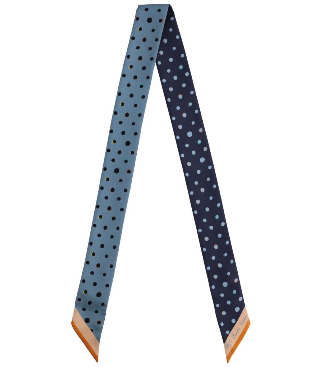 FENDI Синий шелковый шарф, фото 1