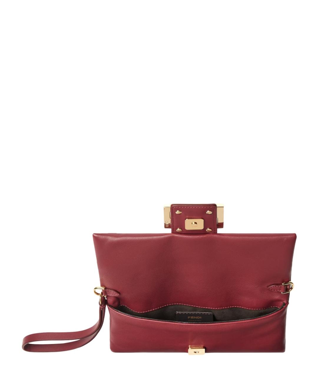 FENDI Бордовая кожаная сумка через плечо, фото 4