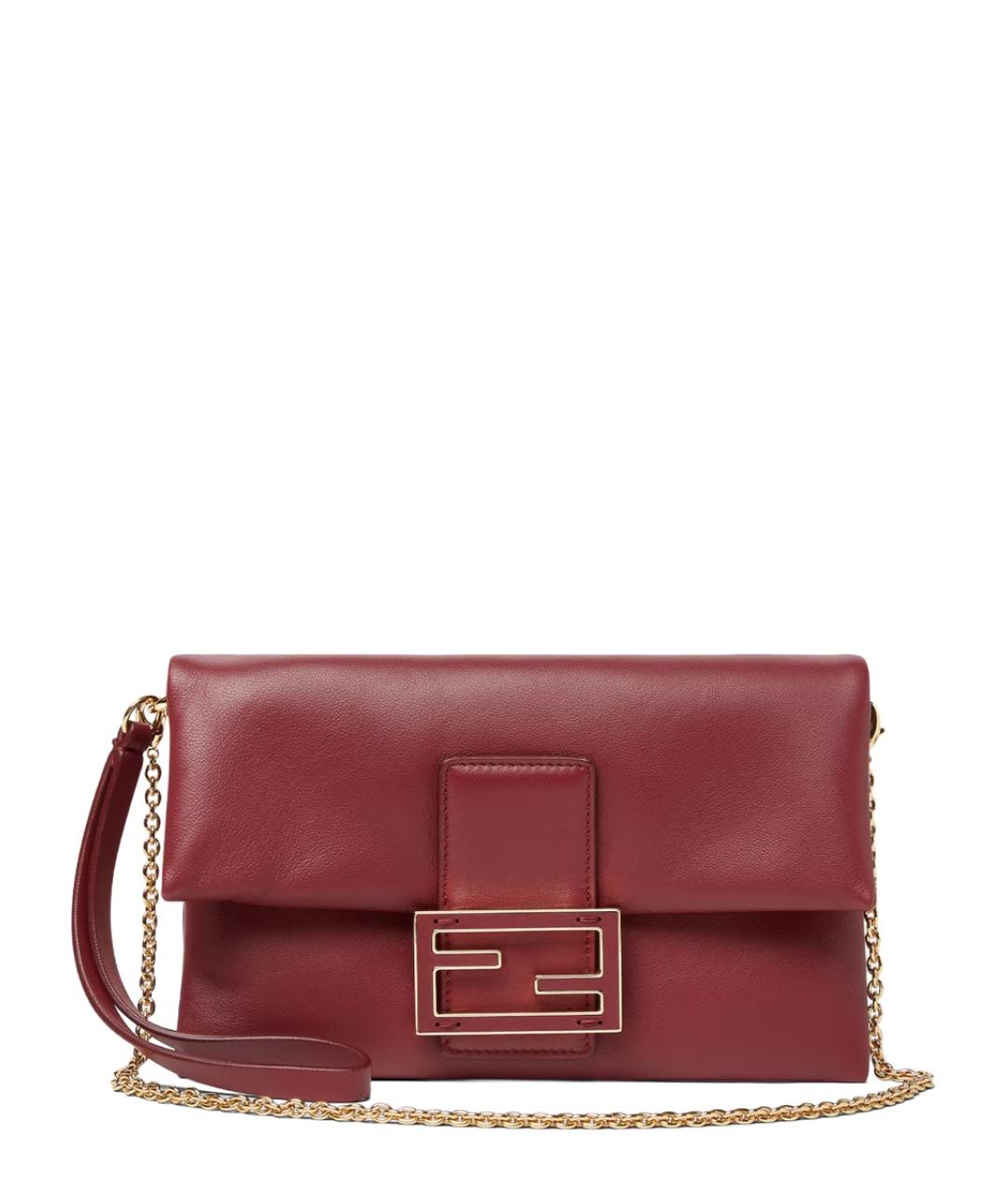 FENDI Бордовая кожаная сумка через плечо, фото 1