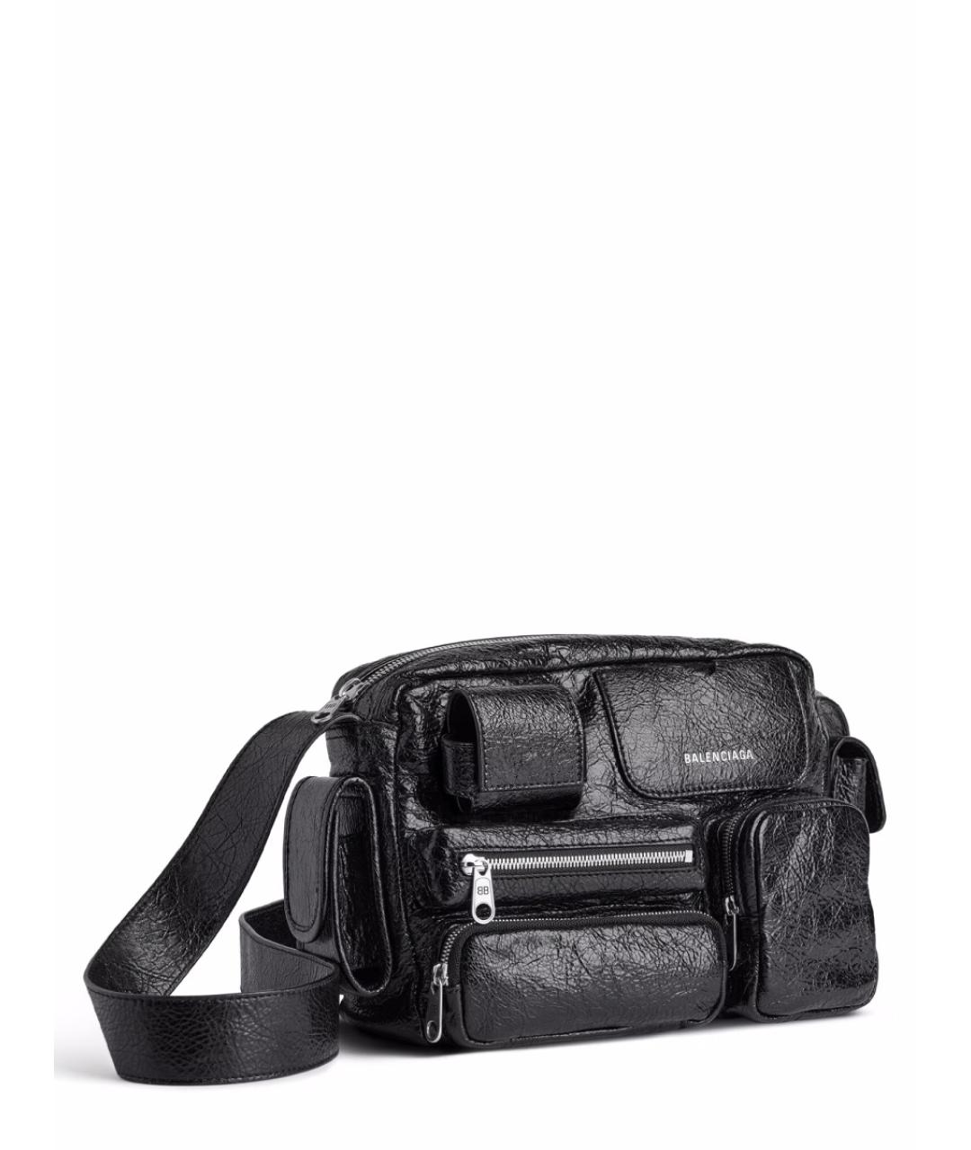 BALENCIAGA Черная кожаная сумка на плечо, фото 4