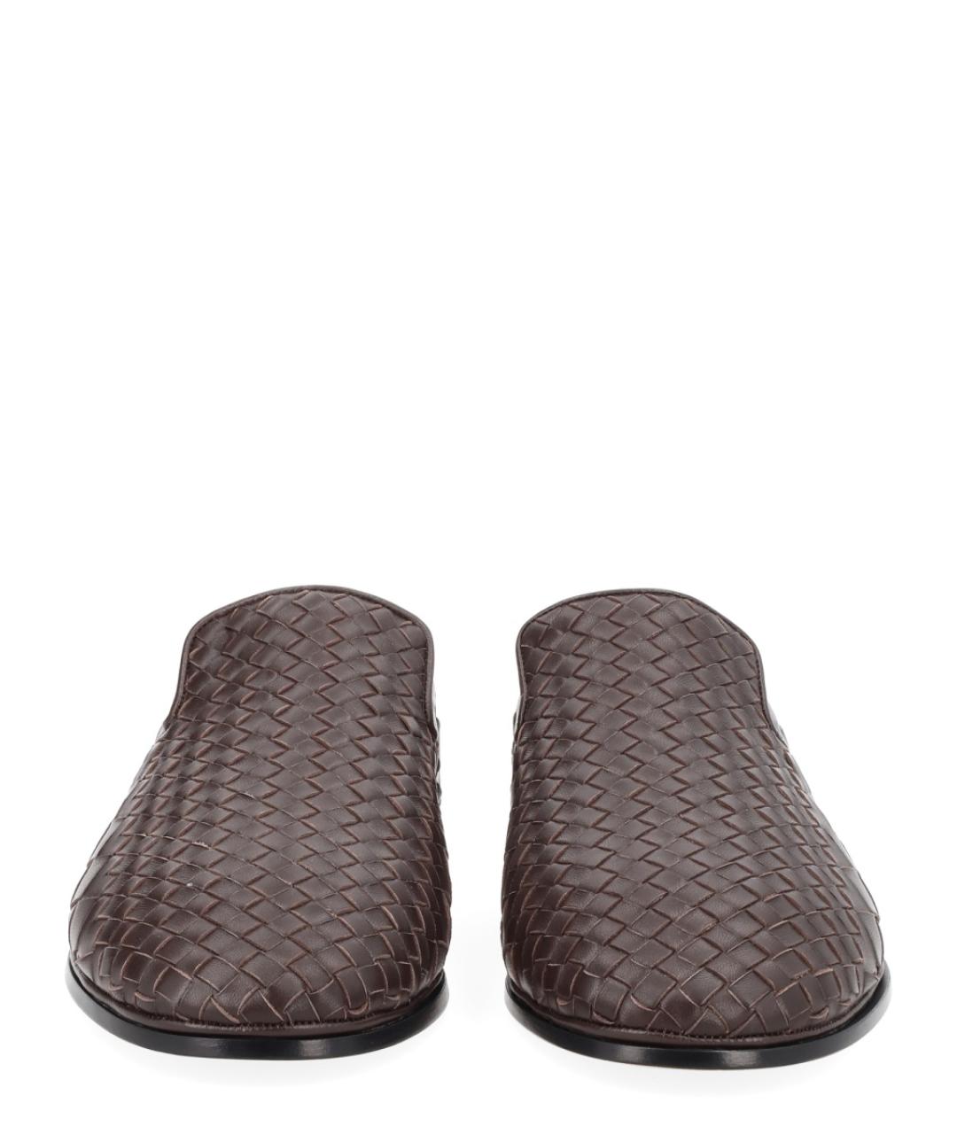 BOTTEGA VENETA Коричневые кожаные слипоны, фото 3