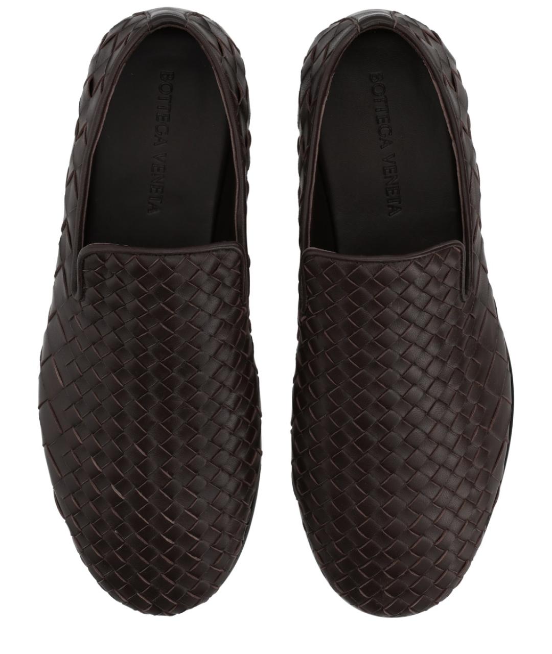 BOTTEGA VENETA Коричневые кожаные слипоны, фото 5