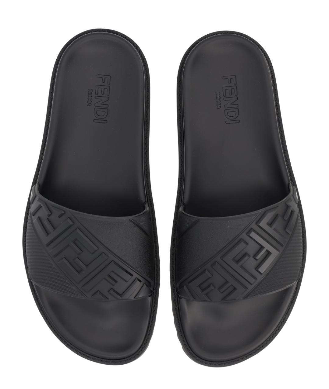 FENDI Черные шлепанцы, фото 5