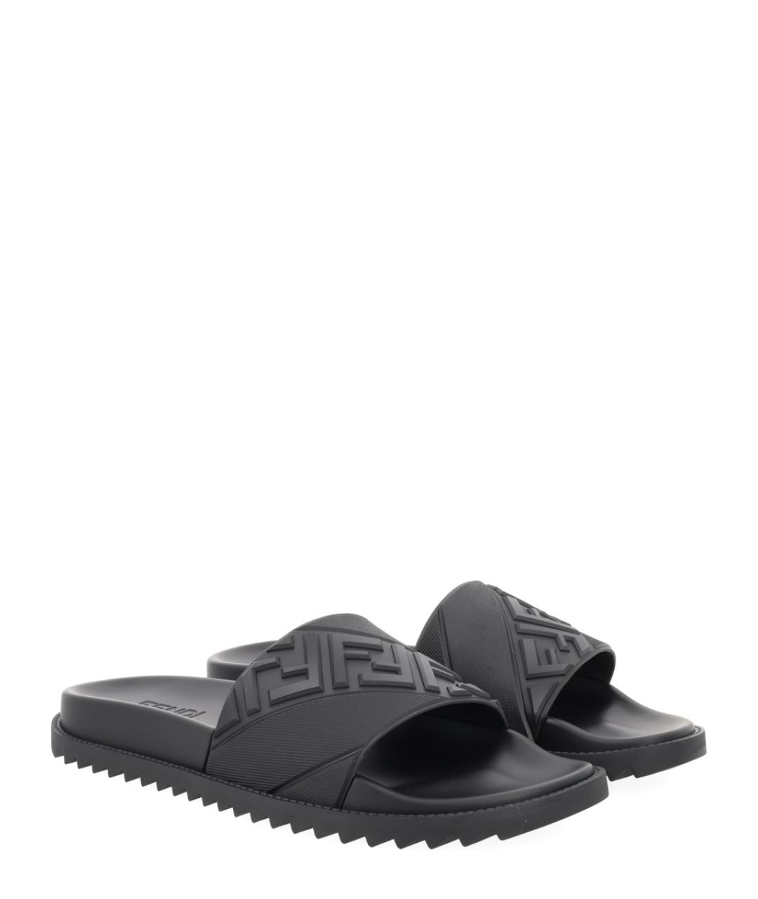 FENDI Черные шлепанцы, фото 2