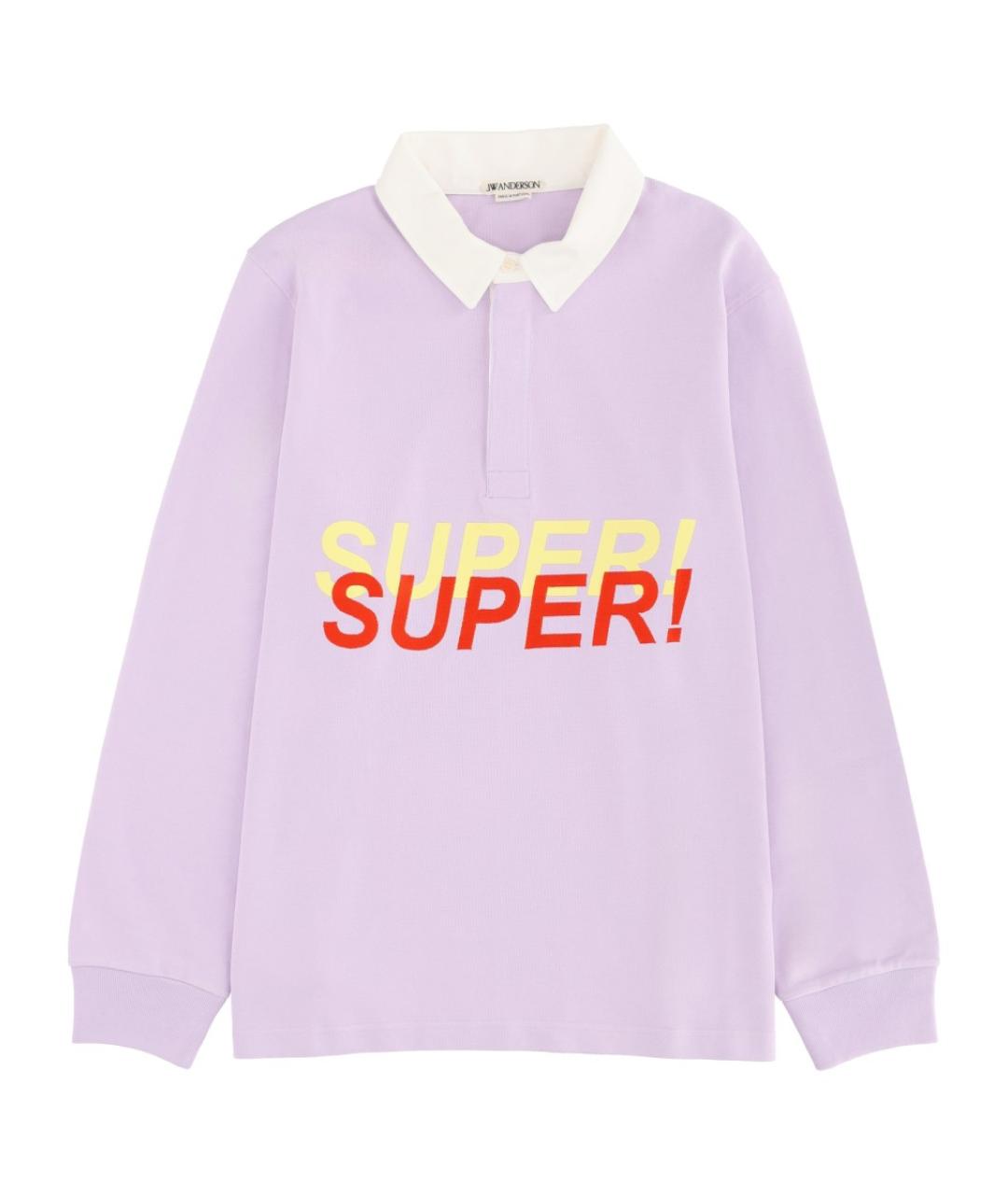 J.W.ANDERSON Фиолетовое хлопковое поло с длинным рукавом, фото 1