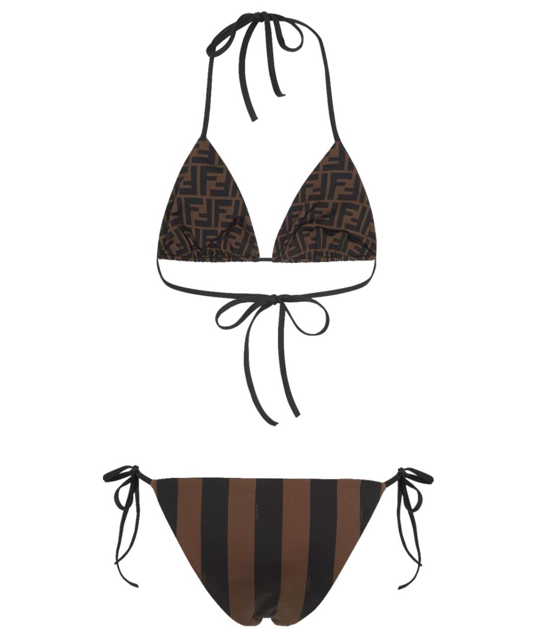 FENDI Коричневый полиамидовый купальник, фото 3