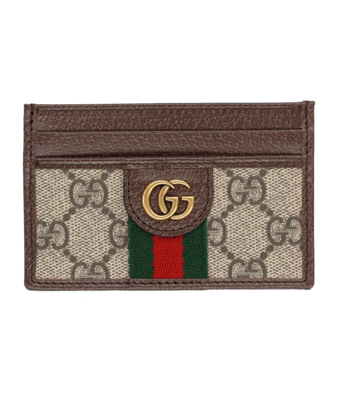 GUCCI Коричневый полиуретановый кардхолдер, фото 1
