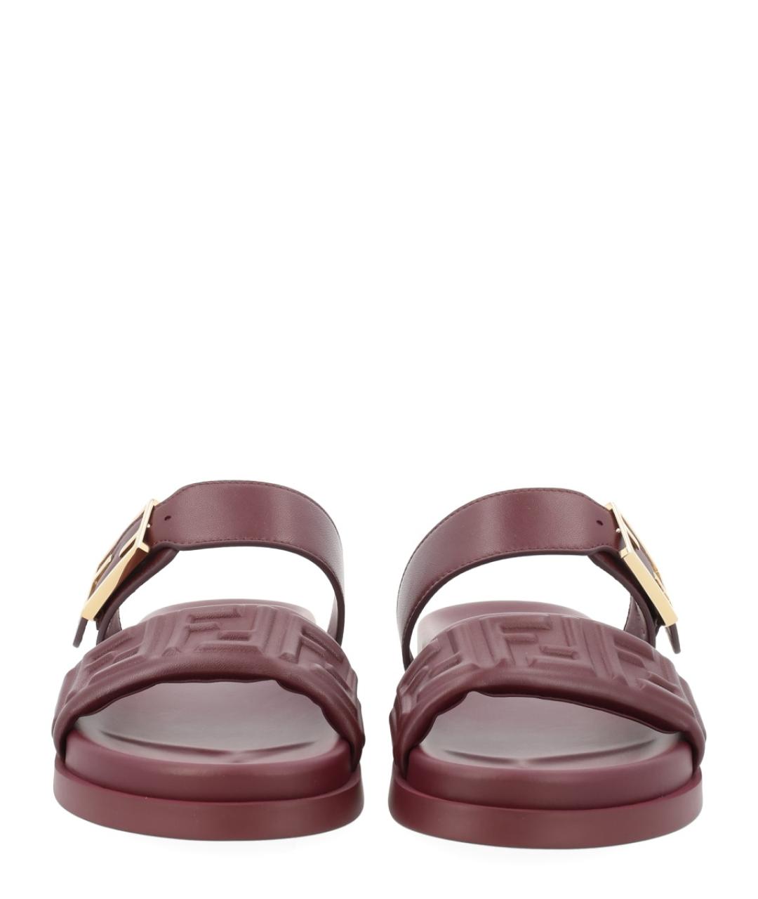 FENDI Бордовые кожаные сандалии, фото 3