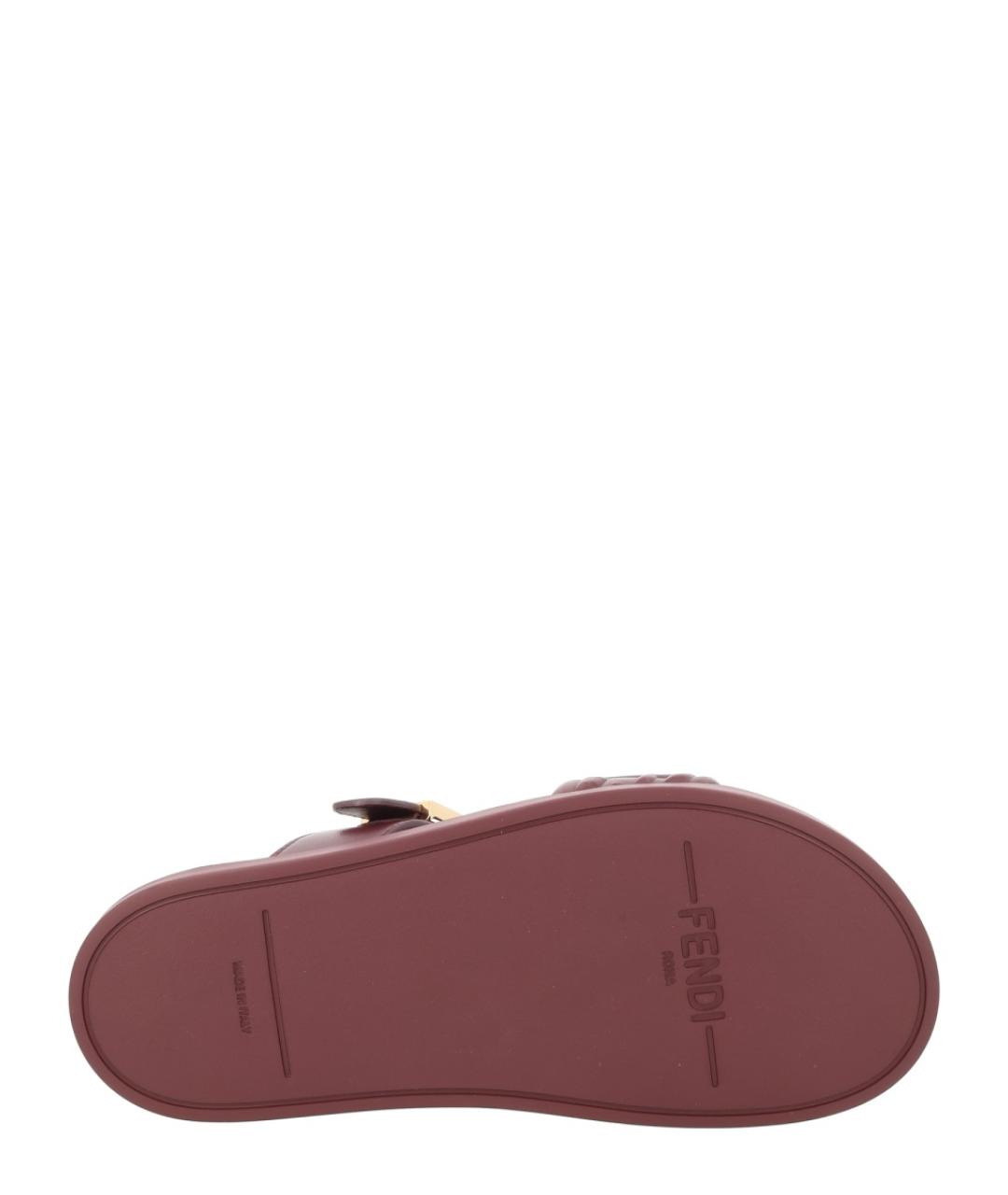 FENDI Бордовые кожаные сандалии, фото 6