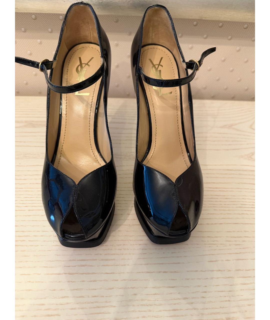 SAINT LAURENT Черные туфли из лакированной кожи, фото 2