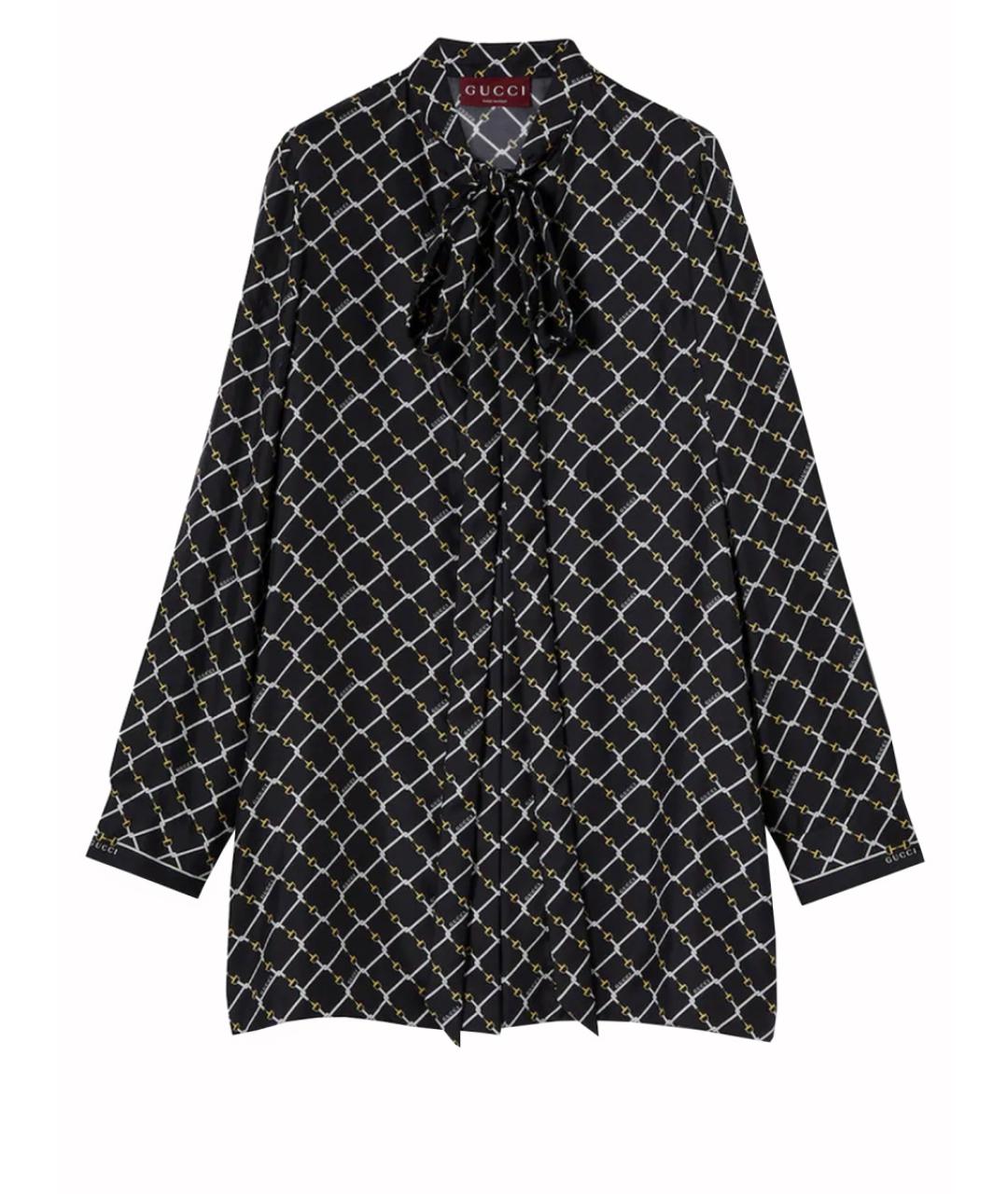 GUCCI Черное шелковое повседневное платье, фото 1
