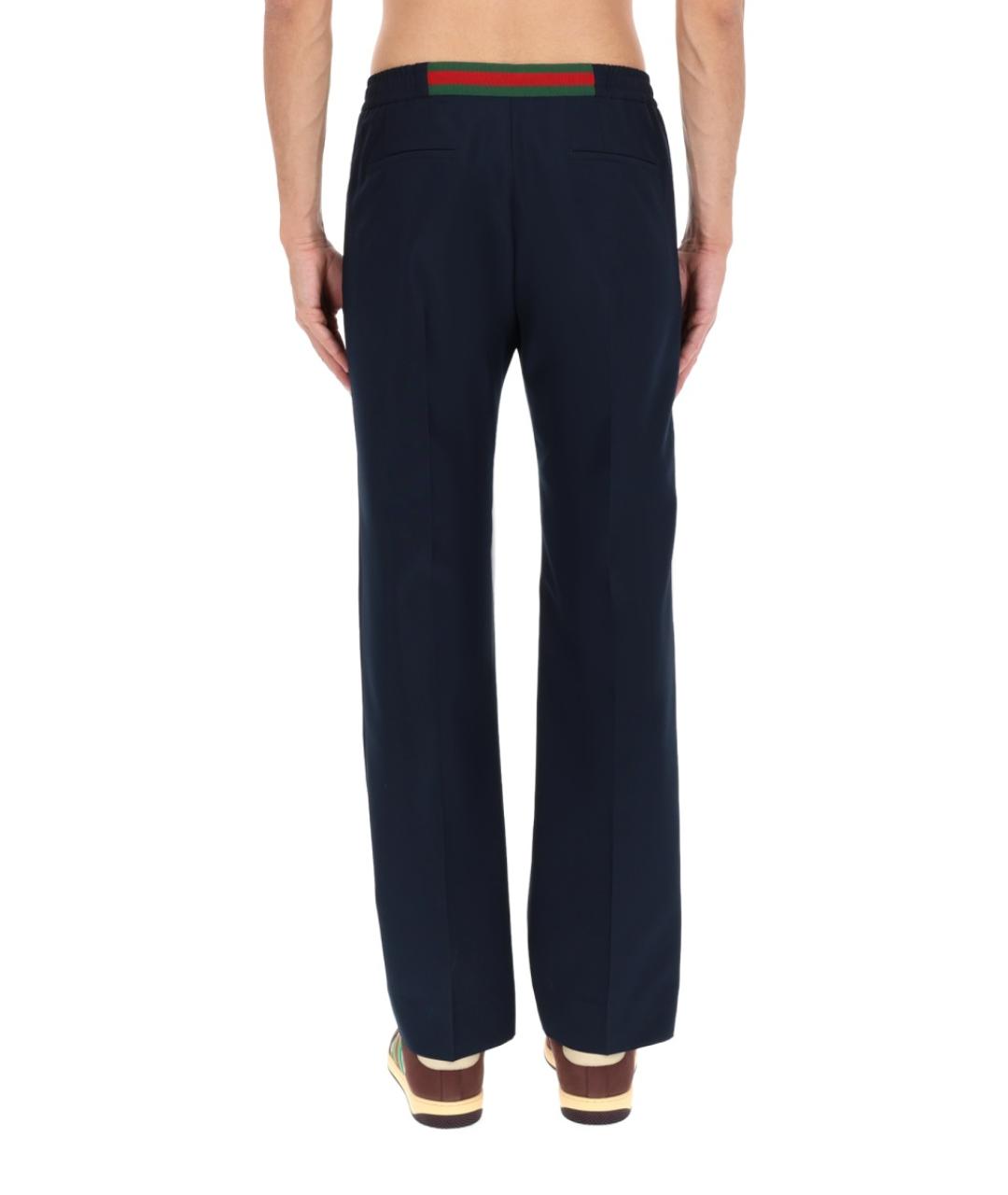 GUCCI Синие полиэстеровые брюки чинос, фото 5