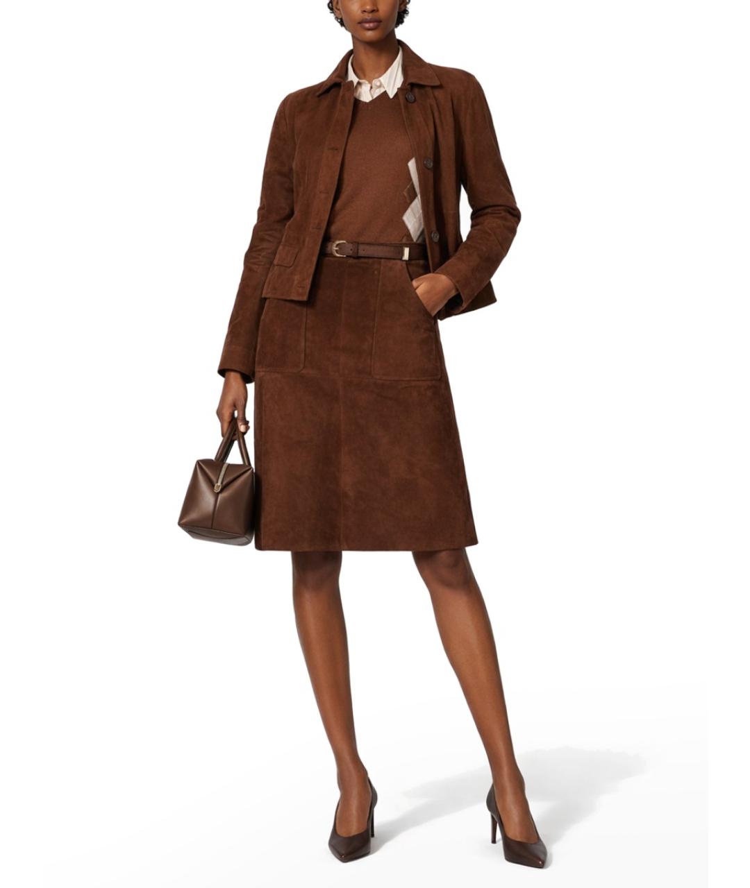 MAX MARA Коричневая замшевая куртка, фото 2