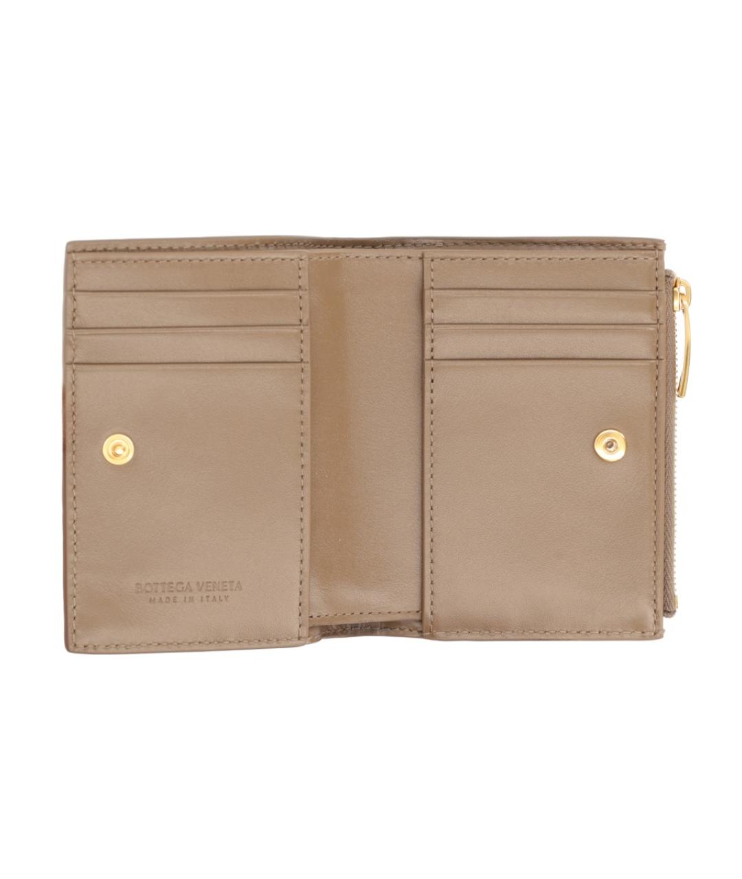 BOTTEGA VENETA Бежевый кожаный кошелек, фото 3