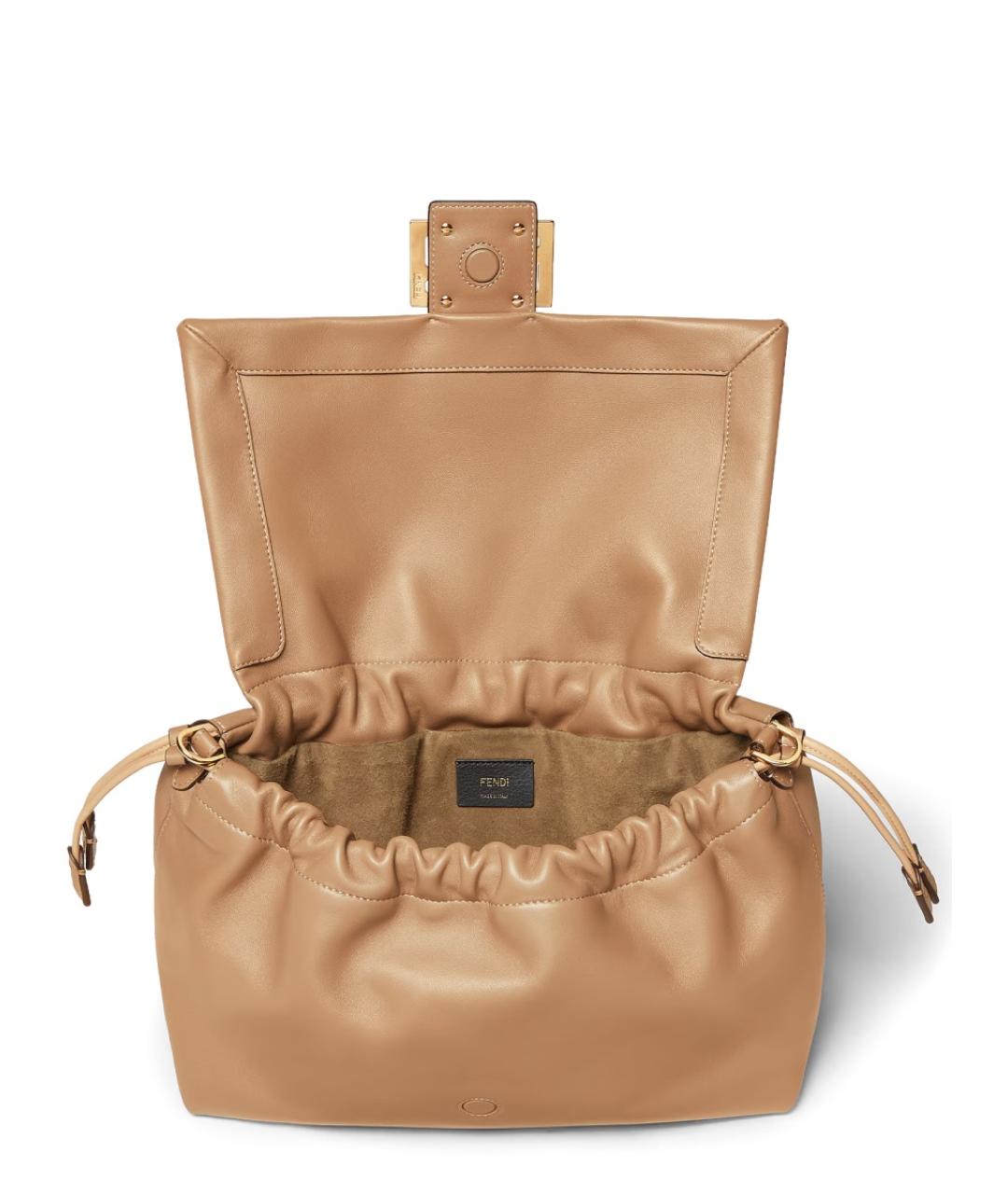 FENDI Бежевая кожаная сумка через плечо, фото 4
