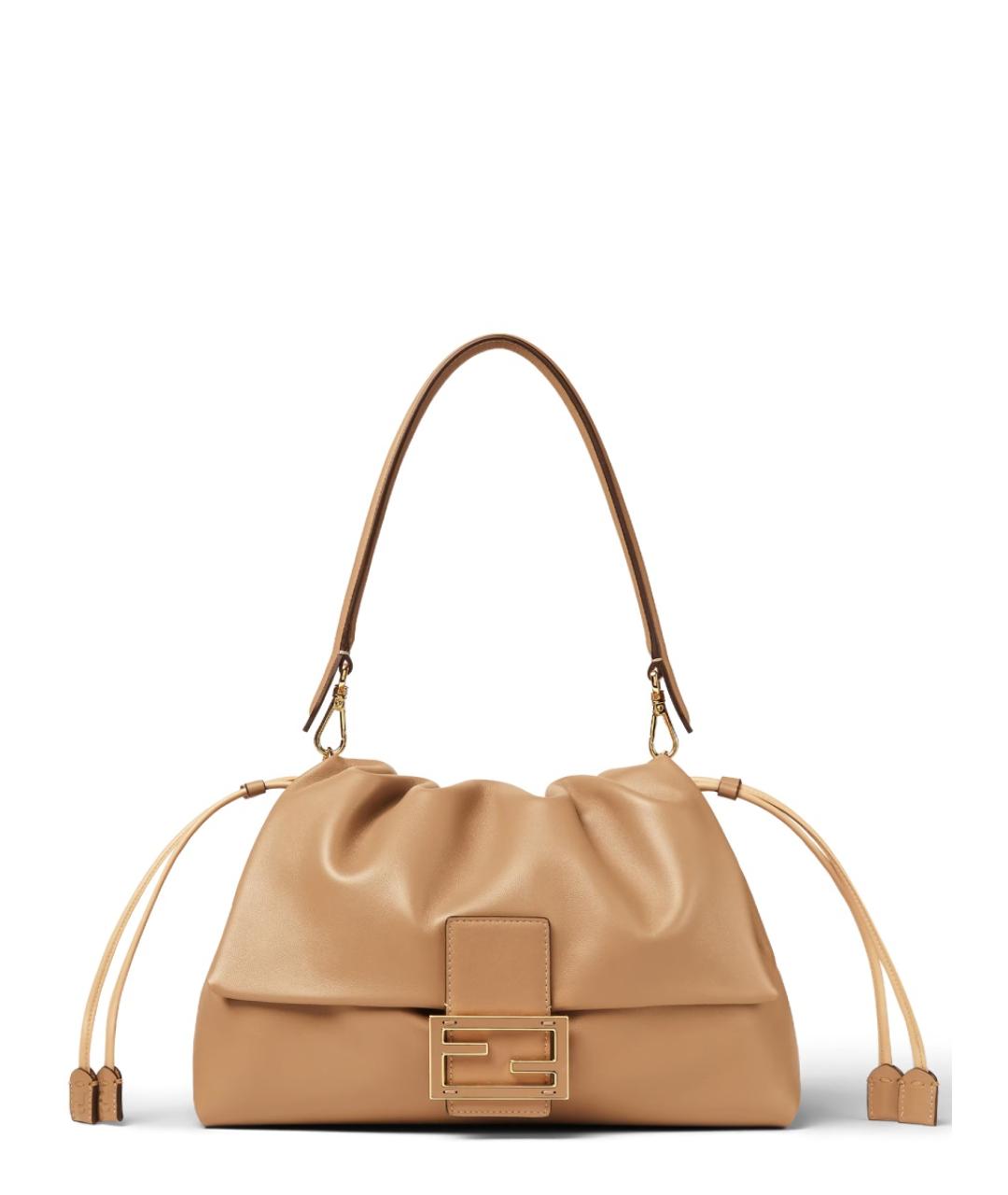 FENDI Бежевая кожаная сумка через плечо, фото 1