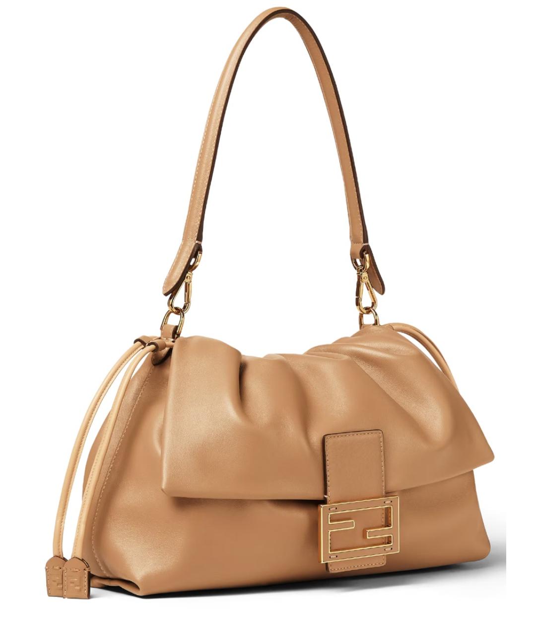 FENDI Бежевая кожаная сумка через плечо, фото 2