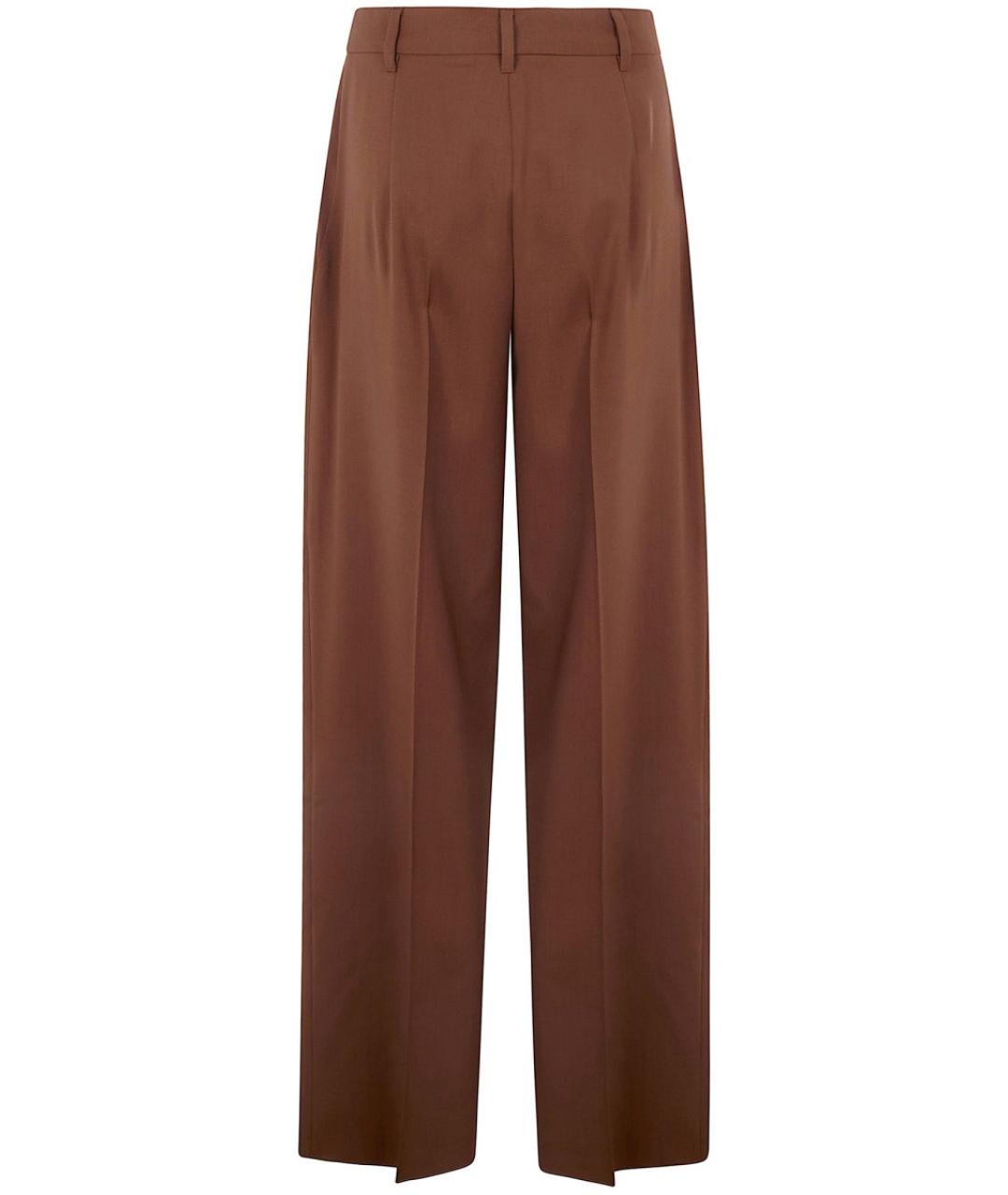 MAX MARA Коричневые шерстяные прямые брюки, фото 2